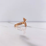 Bear Ring 3.55gr / Size 5 1/2 / White and Black Zircons Rose Gold &
