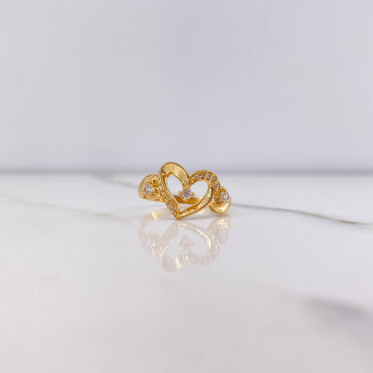 Heart Ring 2.35gr / Size 6 / White Zircon Silhouette Yellow Gold &