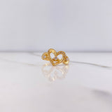 Heart Ring 2.35gr / Size 6 / White Zircon Silhouette Yellow Gold &
