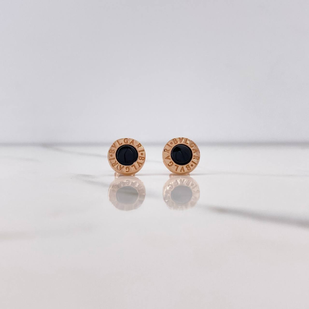 Stud Earrings BV 3.15gr / Black Ceramic Rose Gold &