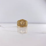 Compass Ring 11.1gr / Size 9 1/2 / White Zircons Yellow Gold &