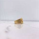 Compass Ring 11.1gr / Size 9 1/2 / White Zircons Yellow Gold &