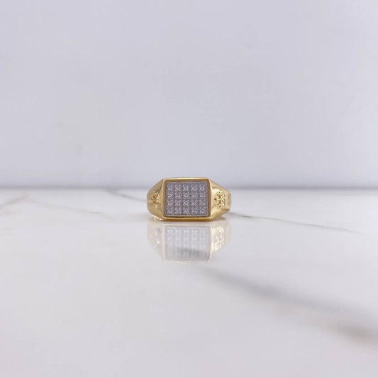 Cross Ring Santiago 6.95gr / Size 10 / White Zircons Two-tone Yellow and White Gold &