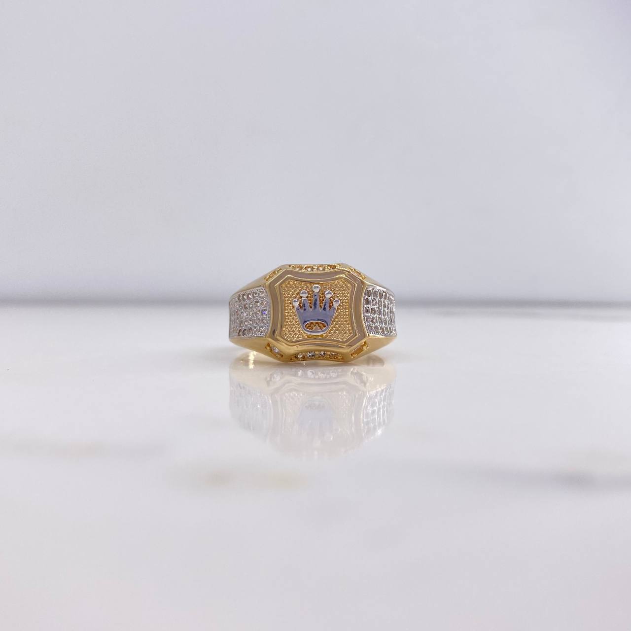 RX Crown Ring 8.3gr / T10 1/4 / White Zircons Two Yellow and White Golds &
