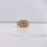 RX Crown Ring 8.3gr / T10 1/4 / White Zircons Two Yellow and White Golds &