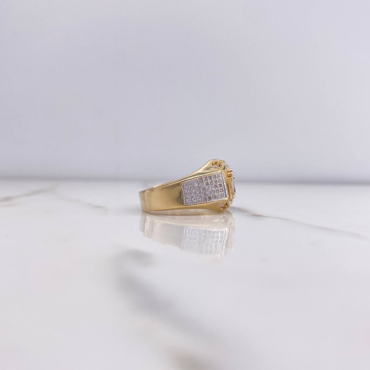 RX Crown Ring 8.3gr / T10 1/4 / White Zircons Two Yellow and White Golds &