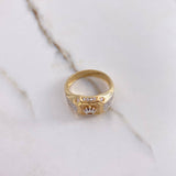 RX Crown Ring 8.3gr / T10 1/4 / White Zircons Two Yellow and White Golds &