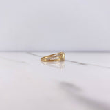 Hearts Ring 1.9gr / Size 7 1/2 / White Zircons Yellow Gold &