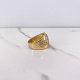Octagonal Signet Ring Horse 13.05gr / Size 11 1/2 / White Zircons Three Golds &