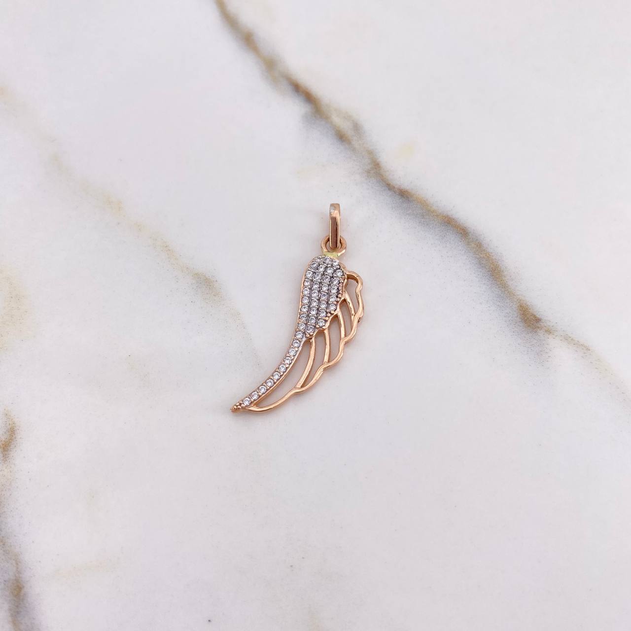 Pendant Wing 1.7gr / 3.2cm / White Zirconia Two-tone White and Rose Gold $