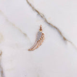 Pendant Wing 1.7gr / 3.2cm / White Zirconia Two-tone White and Rose Gold $