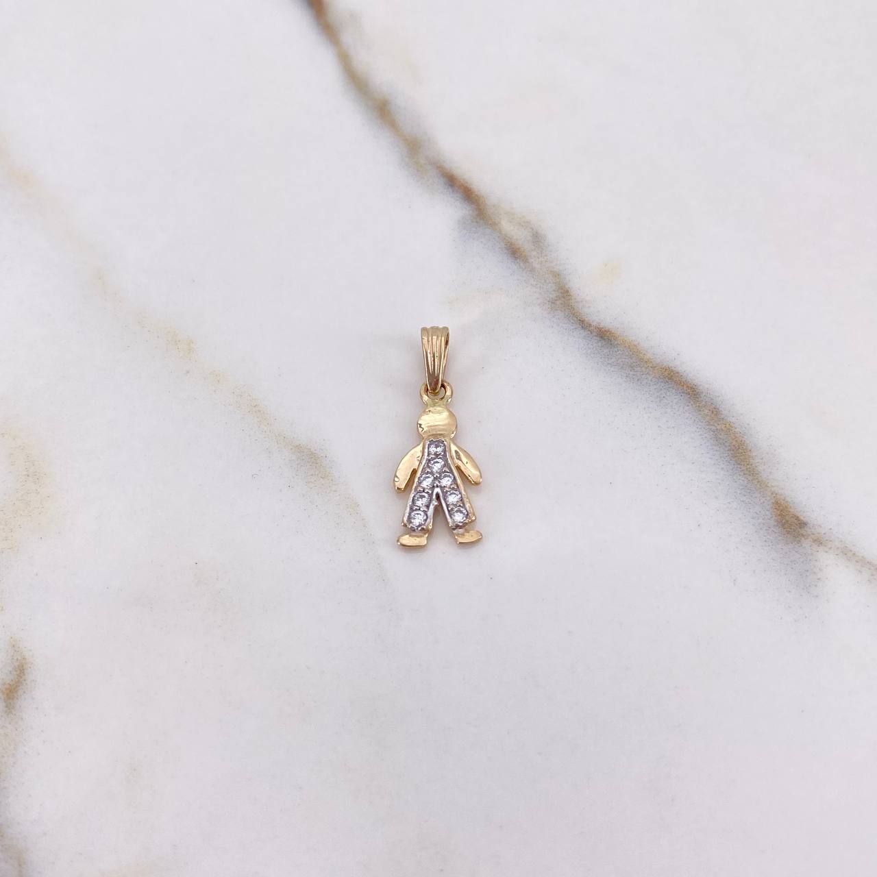 Pendant Child 1.1gr / 2.1cm / White Zircons Yellow Gold $