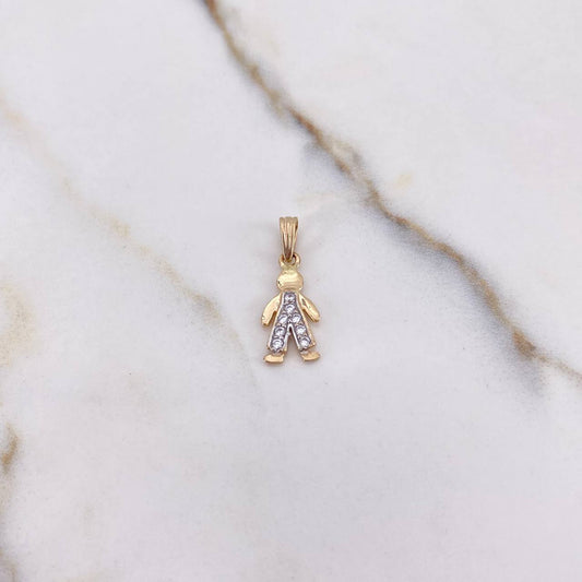 Pendant Child 1.1gr / 2.1cm / White Zircons Yellow Gold $