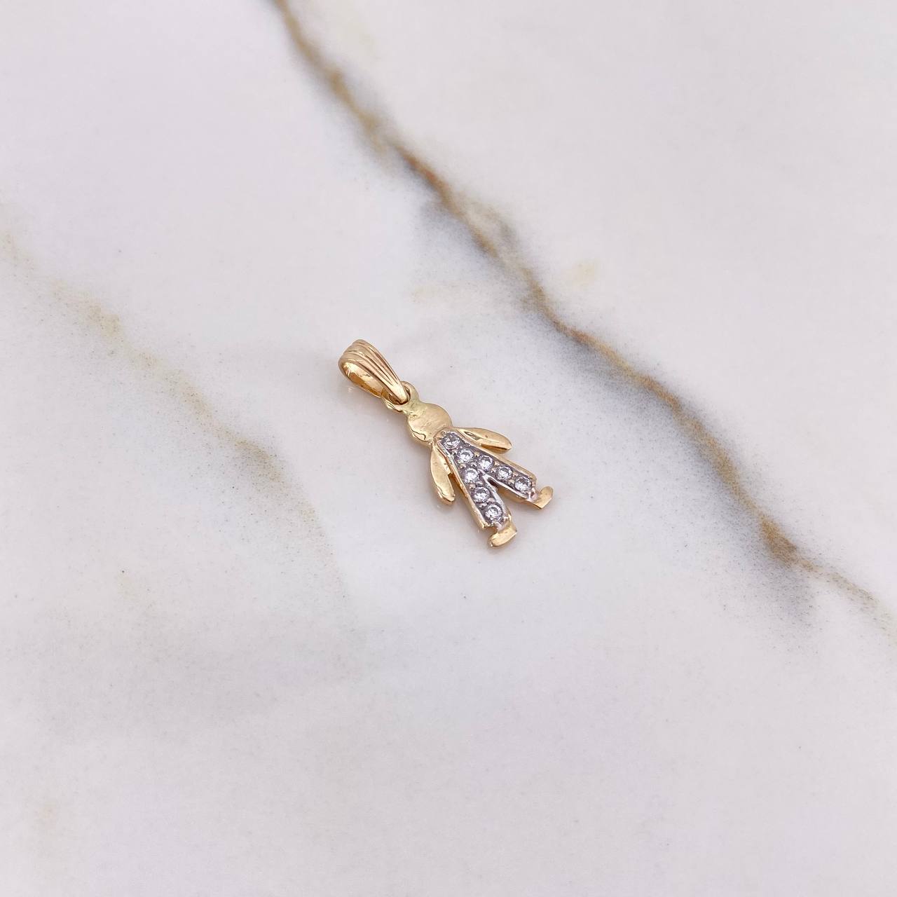 Pendant Child 1.1gr / 2.1cm / White Zircons Yellow Gold $