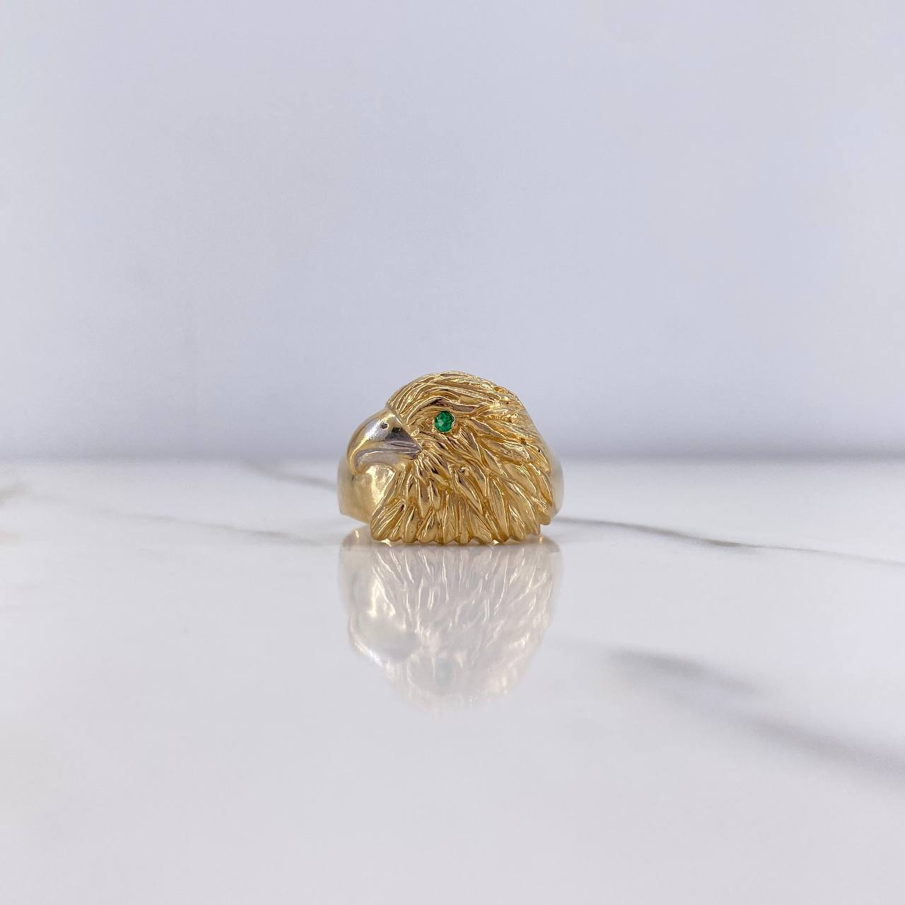 Eagle Ring 6.65gr / T12 / Green Zircon Two-tone Yellow and White Gold $