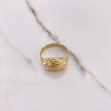 Eagle Ring 6.65gr / T12 / Green Zircon Two-tone Yellow and White Gold $