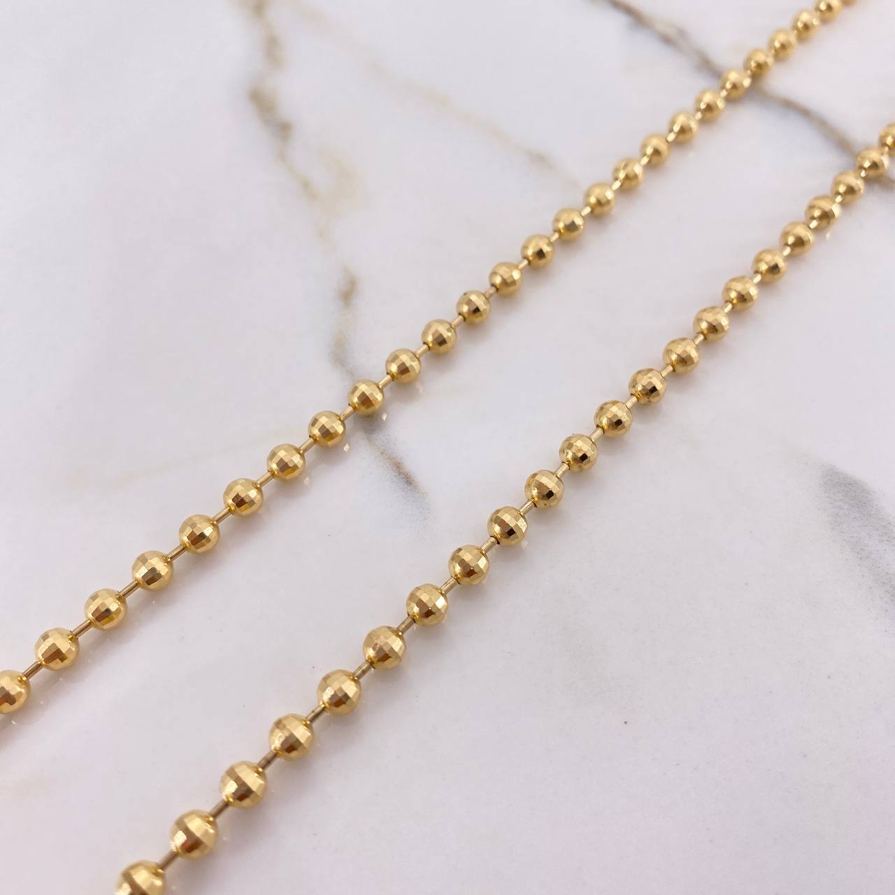 Military Chain 28.6gr / 70cm / 3.75mm Beads Diamond Cut Yellow Gold Disco +3 &