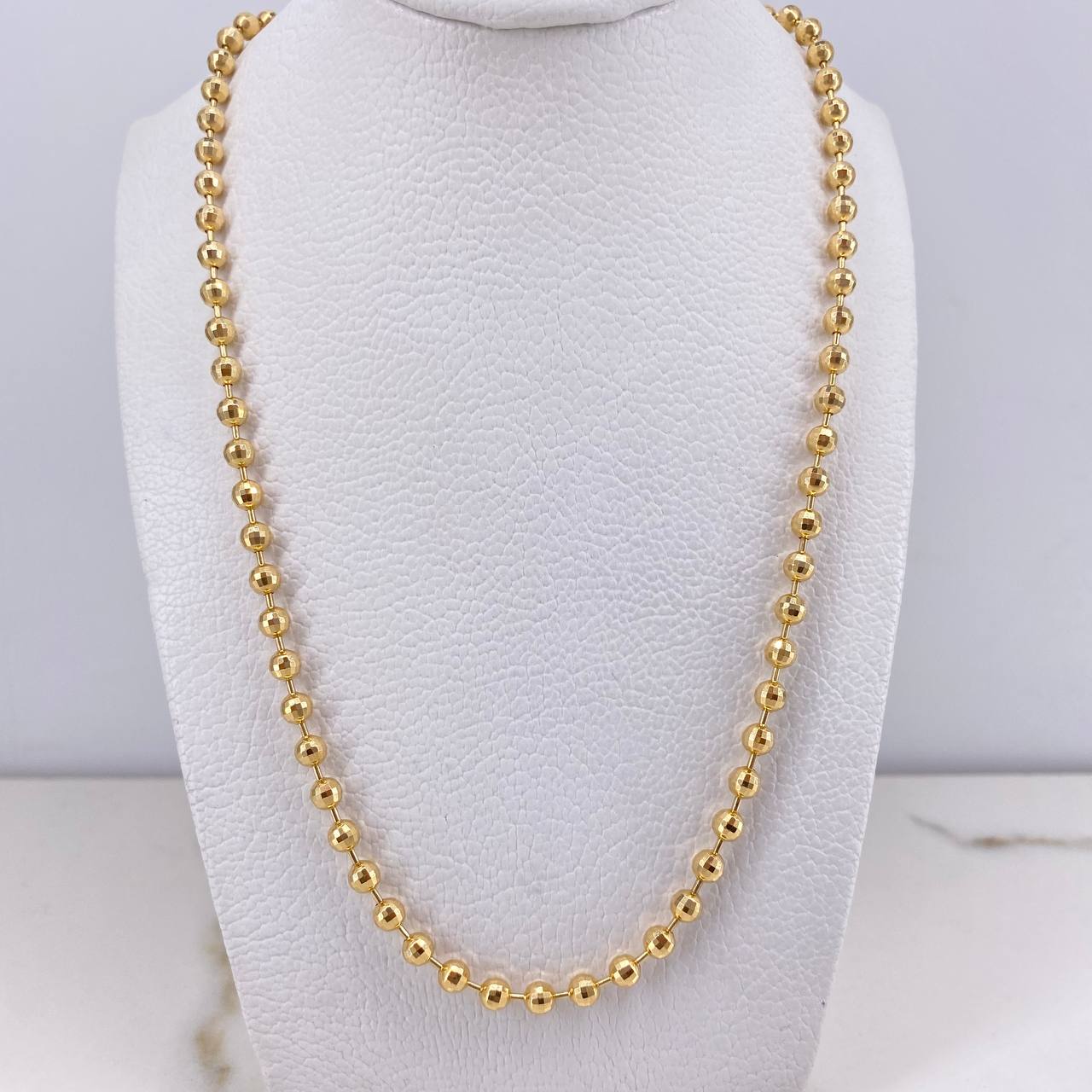 Military Chain 28.6gr / 70cm / 3.75mm Beads Diamond Cut Yellow Gold Disco +3 &