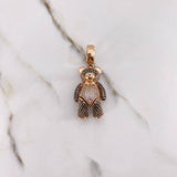 Pendant Articulated Bear Bow Tie 13.3gr / 4.5cm / Black Green White Zircons Rose Gold $