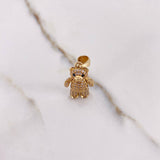 Dije Oso Articulado Corbatin 4.85gr / 2.8cm / Circones Negros Blancos Oro Amarillo $
