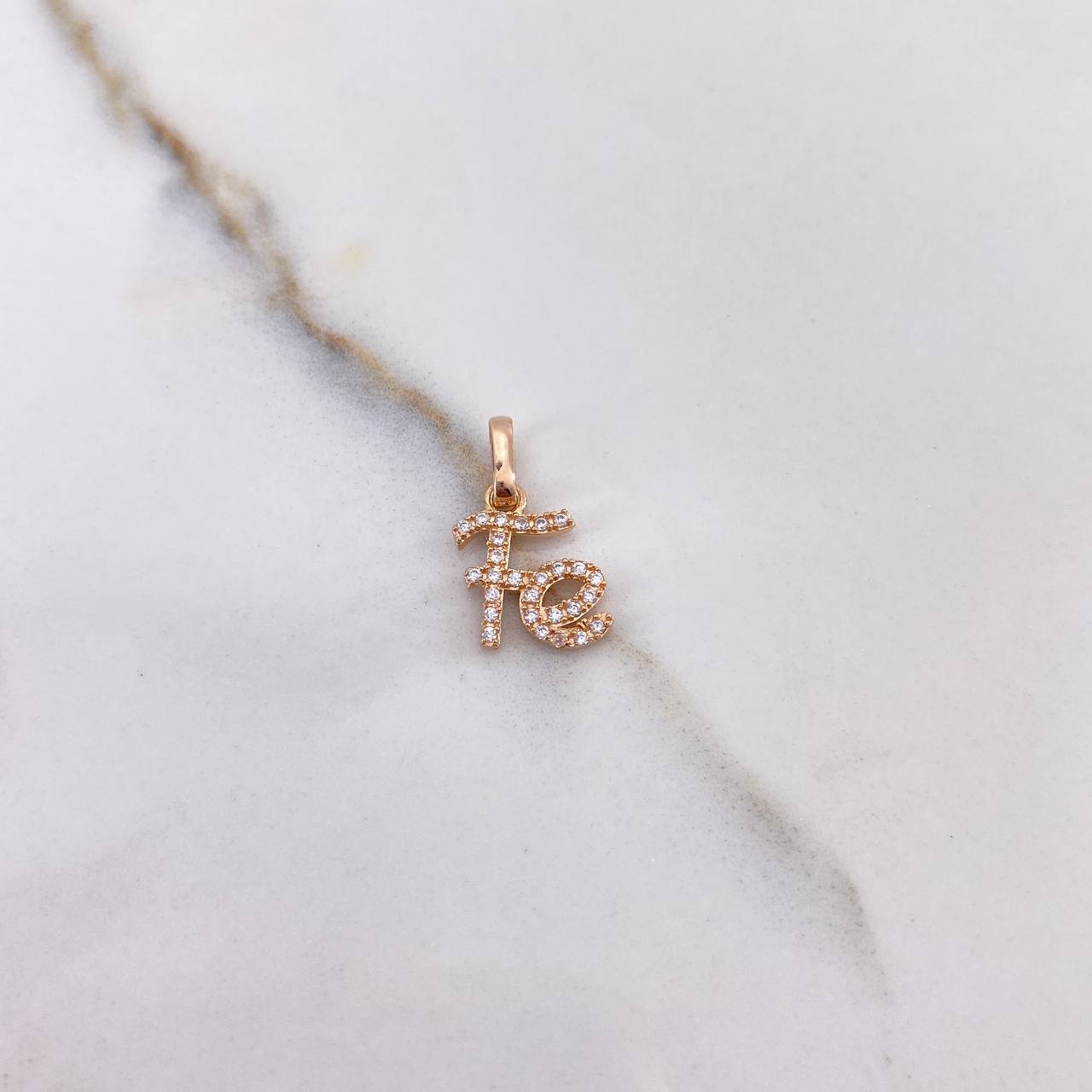 Pendant Faith 0.9gr / 1.6cm / White Zircons Rose Gold $