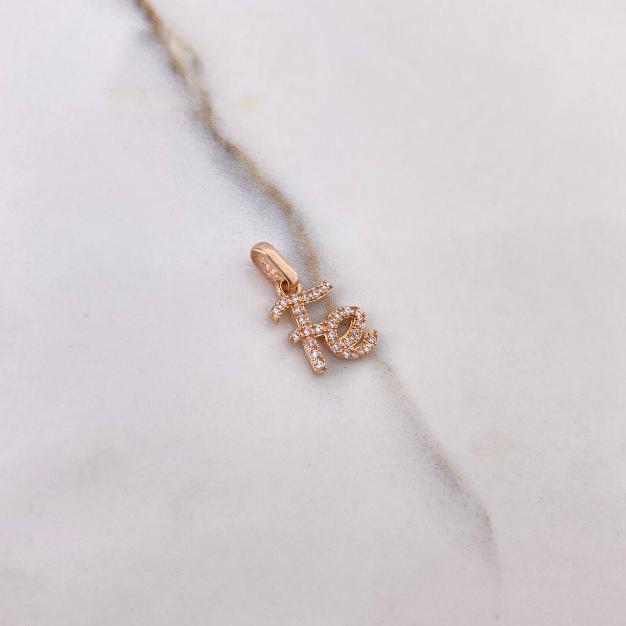 Pendant Faith 0.9gr / 1.6cm / White Zircons Rose Gold $