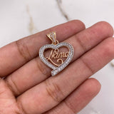 Pendant Heart Silhouette 2.85gr / 2.7cm / White Zircons Two-tone White and Rose Gold $