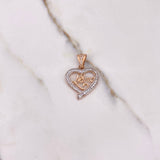 Pendant Heart Silhouette 2.85gr / 2.7cm / White Zircons Two-tone White and Rose Gold $