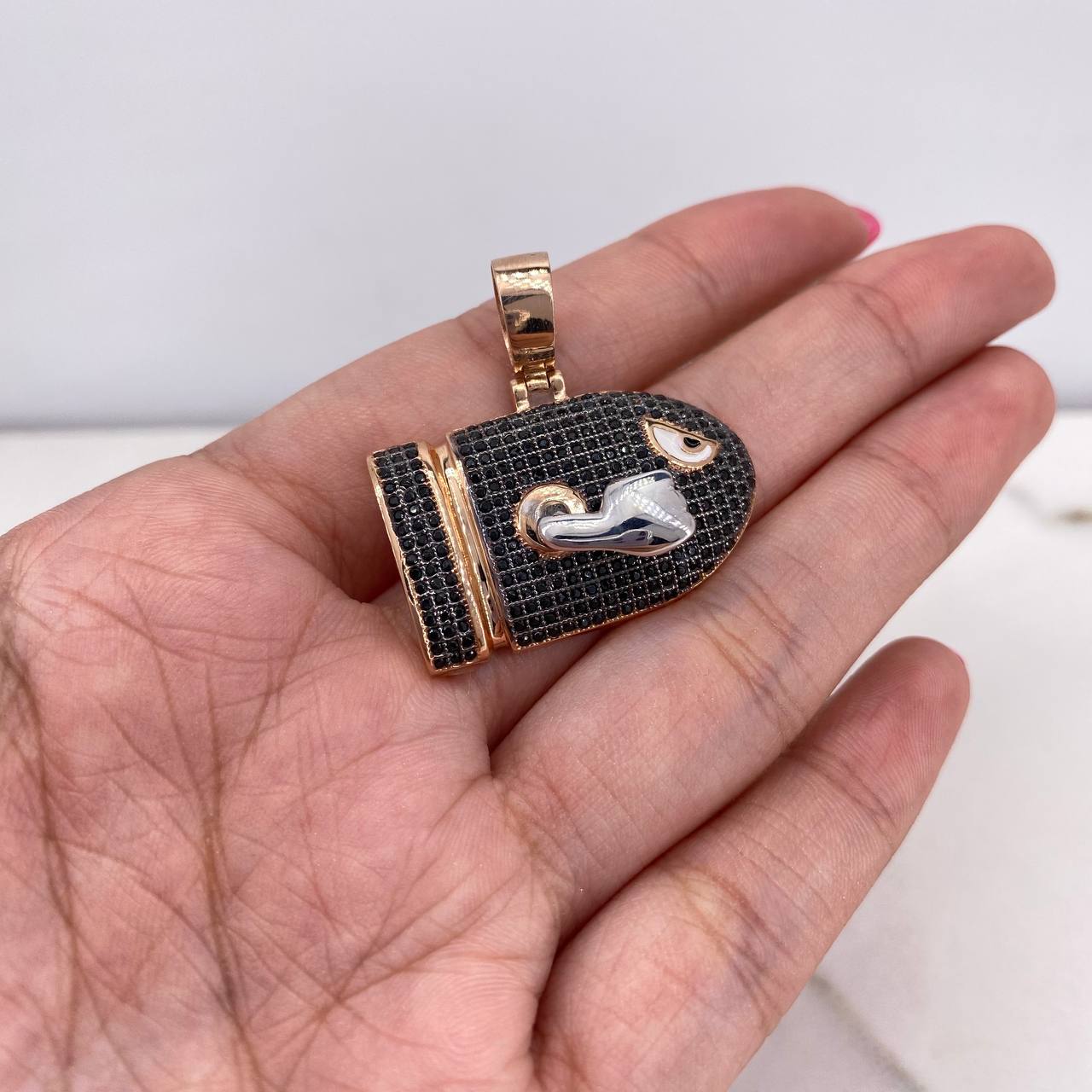 Pendant Cannon Bullet Rocket 11.1gr / 3.2cm / Black Zircons Two White Rose Gold $