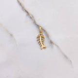 Pendant Skeleton Fish 2.05gr / 2.5cm / White Zircons Yellow Gold $