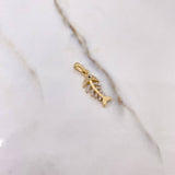 Pendant Skeleton Fish 2.05gr / 2.5cm / White Zircons Yellow Gold $