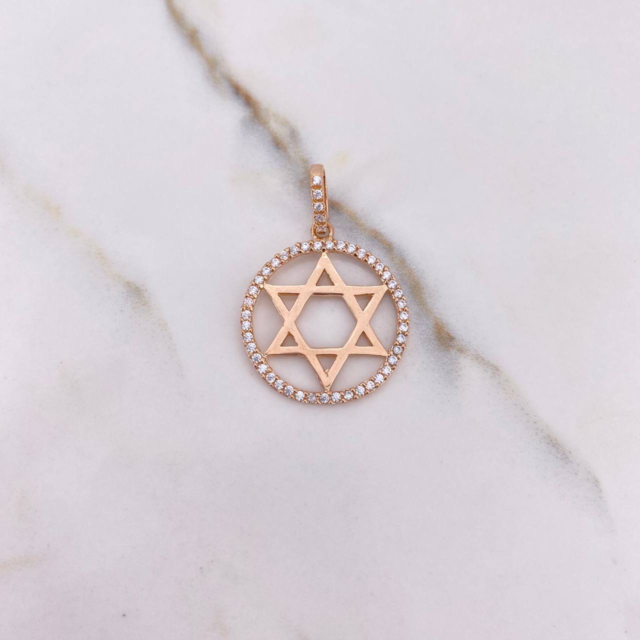 Pendant Star of David 3.15gr / 3cm / White Zircons Rose Gold $