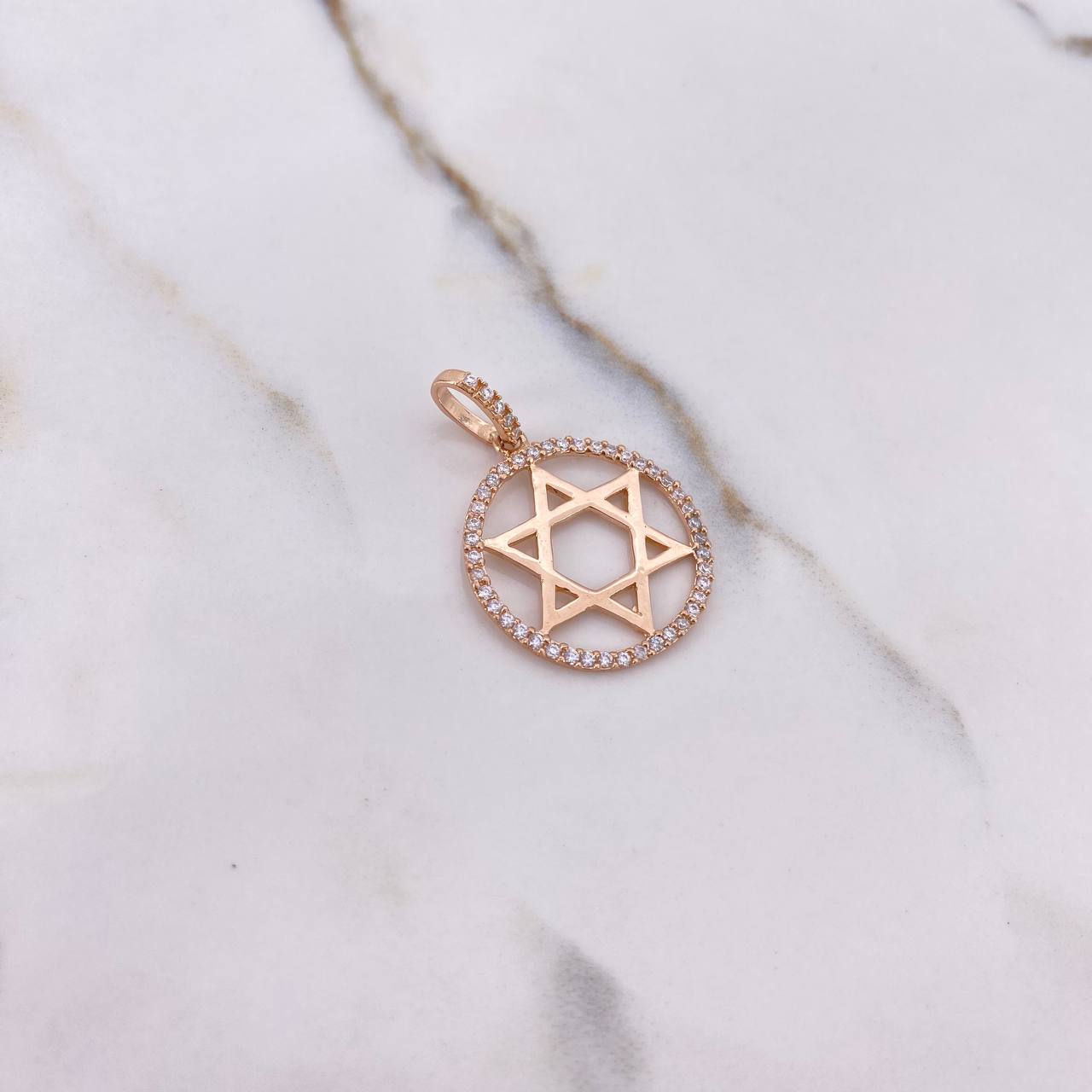 Pendant Star of David 3.15gr / 3cm / White Zircons Rose Gold $