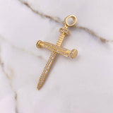 Dije Cruz Clavos 6.15gr / 5.3cm / Circones Blancos Oro Amarillo $