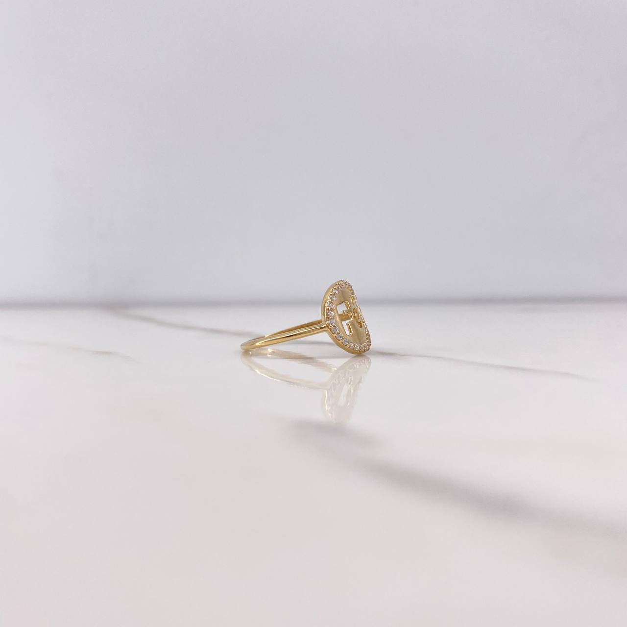 Ring Circle Faith 1.75gr / Size 5 1/2 / White Zircons Yellow Gold &