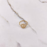 Ring Circle Faith 1.75gr / Size 5 1/2 / White Zircons Yellow Gold &