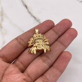 Pendant Indian 5.5gr / 2.6cm / Black White Zircons Yellow Gold &