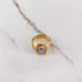 Anillo Vaca 4.4gr / T8 1/4 / Circones Blancos Dos Oros Amarillo Blanco &