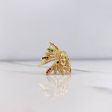 Pendant Indian 6.45gr / 2.6cm / White Black Fuchsia Green Zircons Yellow Gold &