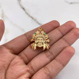 Pendant Indian 6.45gr / 2.6cm / White Black Fuchsia Green Zircons Yellow Gold &