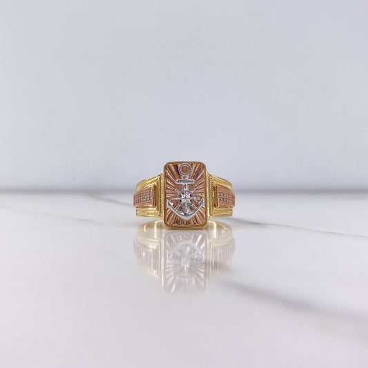 Anchor Ring 7.95gr / T10 3/4 / White Zircons Three Golds &