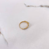 Heart Crown Ring 2.7gr / Size 6 1/4 / White Zircons Two Yellow and White Golds &