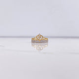 Heart Crown Ring 2.7gr / Size 6 1/4 / White Zircons Two Yellow and White Golds &
