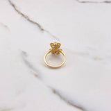 Bear Ring 3.65gr / Size 5 1/2 / White Blue Zircons Yellow Gold &