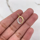 Pendant Letter O 0.75gr / 1.7cm / White Zirconia Yellow Gold $