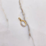 Pendant Letter O 0.75gr / 1.7cm / White Zirconia Yellow Gold $