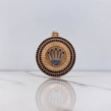 Pendant Medalla Corona RX 20gr / 5.3cm / Black Zircons Two White and Rose Golds &