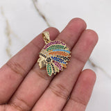 Pendant Indian 5.35gr / 2.9cm / Colored Zircons Yellow Gold &