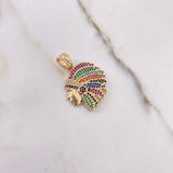 Pendant Indian 5.35gr / 2.9cm / Colored Zircons Yellow Gold &