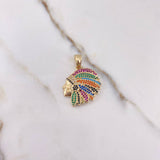 Pendant Indian 5.35gr / 2.9cm / Colored Zircons Yellow Gold &